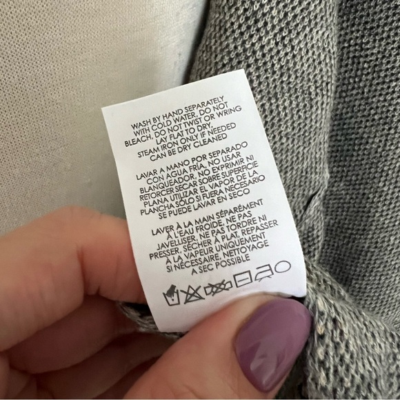 CAbi Grey Leopard Print Poncho Sweater One Size Cotton Open Front Cozy Lounge - Picture 7 of 7